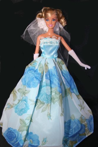 Blue Barbie Sized Doll Party Dress