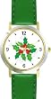 Christmas Mistletoe Christmas Theme - WATCHBUDDY&reg; DELUXE TWO-TONE THEME WATCH - Arabic Numbers - Green Leather Strap-Women's Size-Small