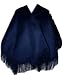 Warm Sexy Soft 100% Alpaca Wool Poncho Coat Cape Solid Deep Navy Blue Color
