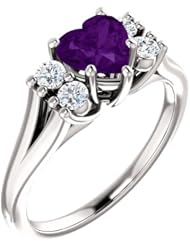 Platinum 6.00x6.00mm Heart Cut Chatham Created Alexandrite and Diamond Ring -- LIFETIME WARRANTY