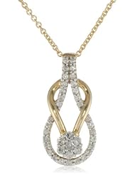 18k Gold Plated Sterling Silver Love Knot Pendant Necklace (1/3 Cttw, I-J Color, I3 Clarity)