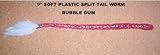 9 Soft Plastic Split Worm - (8 Pack) Bubble Gum with various tail colors