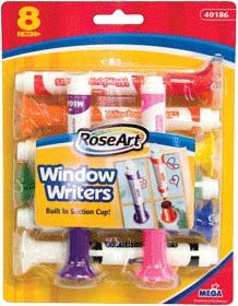 Rose Art Roseart Window Windows Writers Markers Crayons w/ Built in Suction Cup