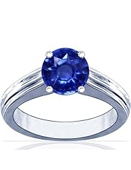 Platinum Round Cut Blue Sapphire Solitaire Ring