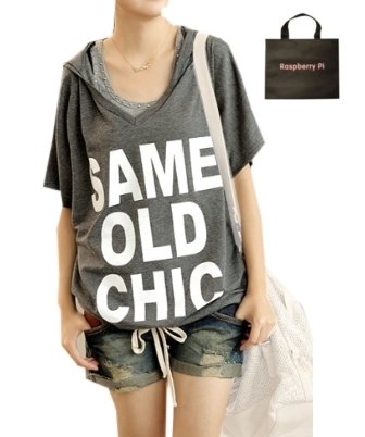 (ラズベリーパイ)RaspberryPi レディース ライトパーカー Ｖネック 半袖 薄手 Ｔシャツ オリジナルエコバッグセット tp255r