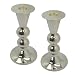 Shabbat Candle Sticks Holder Set. Brass with Silver Plated Finish. Contemporary Ball Shaped Design.