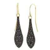 10k Yellow Gold Lab-Created Black Crystal Earrings
