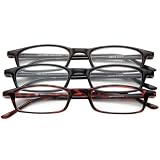 Half Eye Style Magnifying Reading Glasses +5.0 Set of 3 Pairs ValuPac