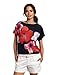 Vince Camuto Women's Diagonal Print Drawstring Blouse, Blue Night, Large