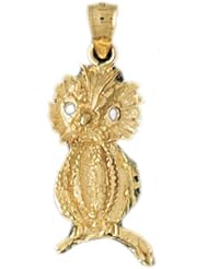 Dazzlers Solid 14k Gold Owl Charm Pendant Available in three colors from jewelsberry (weights: 2.4 grams only)