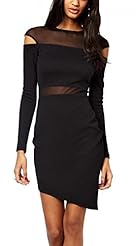 Chiffon/Knit General Print Long Sleeves Jacquard Asymmetric  Dress