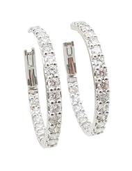 Women 14k White Gold 1.78ctw diamond Hoop earring 34 27107EB Size 6.9