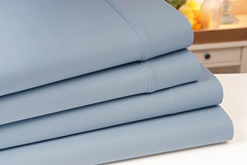 Aslan Organic Cotton Bed Sheet Set - 100% Cotton 4pc Sheet Set (Queen, Powder Blue)