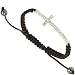 Heirloom Finds Sideways Crystal Cross Black Macrame Bracelet Adjustable One Size Fits Most