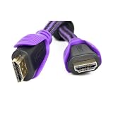Câble HDMI haute vitesse - Ver. 1.4 Premium HDMI Câble avec Ethernet 1080p (Full HD) Brading Noir & Violet 3FT or 0.9M