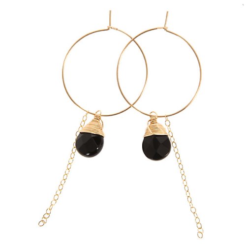 RUE BELLE DESIGNS select1ストーン＆チェーンピアス : ピアス
