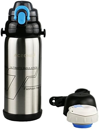 Acechef 27 Oz Thermos Bottle,insulated Stainless Steel Vacuum Flask,travel Mug,Double Walled Stainless Steel Sport Water Bottle,BPA Free with a Push On/off Button Lid 800 ML (Silver)