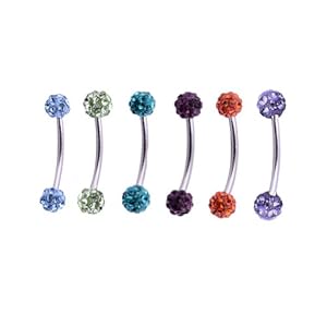 Kadima Body Piercing Jewelry Swarovski CZ Bling Rhinestone Unisex Ball Lot of 3 16G 3/8