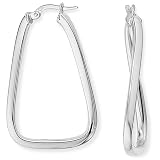 9ct White Gold Triangular Hoop Earrings