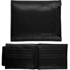 <b>Fossil Mens Leather Bifold Wallet - Chicago Sliding 2 in 1 Wallet (Color: Black)</b>