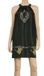 MAXSTUDIO SILK DOUPIONI HALTER SHIFT DRESS