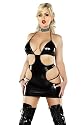 Exposed Black Liquid Onyx Cut Out Mini Dress and G-String Bikini Set -Exiting Hot! Wet Look
