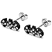 Batman White Gem on Black Logo Stud Earrings