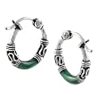 Sterling Silver Celtic Design Green Hoop Earrings