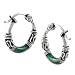 Sterling Silver Celtic Design Green Hoop Earrings