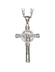 Sterling Essentials Sterling Silver 24-inch CZ Radiant Crucifix Necklace