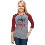 Los Angeles Angels of Anaheim Womens Heather Red Crew Neck Raglan 3/4 Tri-blend T-shirt
