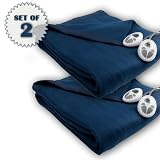 Sunbeam Imperial Nights Full size Heated Blanket, Set of 2, Marine