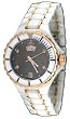 Oniss #ON8015-LDDRG8 Womens Midsize Rose Gold Trim White Ceramic Watch (Grey MOP Dial)
