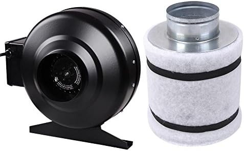 Professional 4" Inline Fan &amp; Coconut Shell Activated Carbon Filter for Hydroponics Odor Control Scrubber
