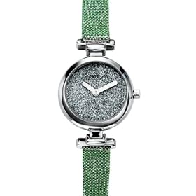 Fontenay - WR1332AC - Montre Femme Ronde - Quartz Analogique - Fond Gris Paillett� - Bracelet Cuir Vachette Vert