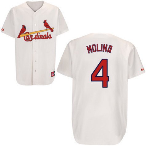 Men`s St. Louis Cardinals #4 Yadier Molina Home Replica Jersey - 2XL