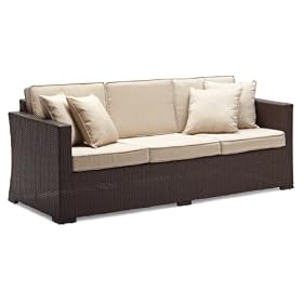 Strathwood Griffen All-Weather Wicker 3-Seater Sofa, Dark Brown: Patio, Lawn &amp; Garden