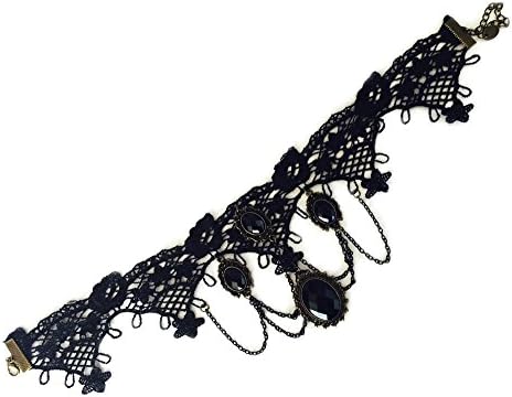 Lace Necklace with Black Gems