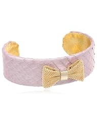 Ted Rossi "Pastel Ladylike" Lilac Python Metal Bow Cuff Bracelet, 5.25"