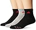 adidas Men's Cushioned Quarter Socks (3-Pair), Black/Heather Grey/Ray Red/Collegiate Burgundy/Oni, Large, (Shoe Size 6-12)