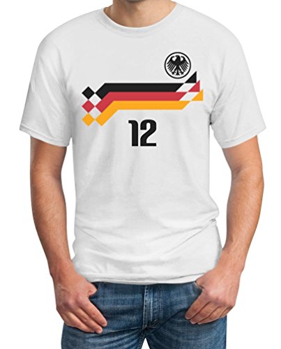 Deutschland Fussball Retro Trikot WM 1990 Cooles Fanshirt für EM 2016 T-Shirt XXXXX-Large Weiß