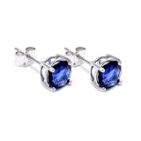 Sterling Silver.925 Sapphire Color Cubic Zirconia Stud Earrings 2.00 Carats Total Weight Comes in a Gift Box & Special Pouch