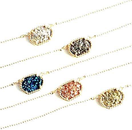 Druzy Pendant Necklace (Blue)