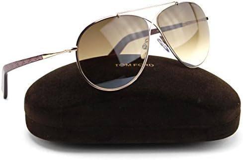 Tom Ford FT0374 Eva Aviator Sunglasses Shiny Rose Gold / Gradient Brown Lens 28F