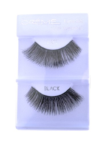 6 Pairs Crème 100% Human Hair Natural False Eyelash Extensions Black Natural Lashes,Free Gift