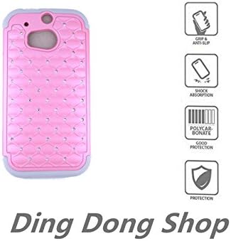 HTC M8 Case,[Anti-Scratch][Shockproof][Drop Resistant] HTC M8 Case Studded Rhinestone Crystal Bling Dual Layer Hybrid Armor Protection Cover for HTC M8 (Pink)