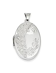 Sterling Silver 26mm Floral Oval Locket. Metal Wt- 2.56g