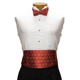 Nebraska Cummerbund and Bow Tie Set - University of Nebraska Red Cummerbund Set with N Logo