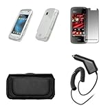 Nokia Nuron 5230 Premium Black Leather Carrying Pouch+Clear Hard Snap-on Ca ....