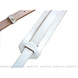 JAJABOON レザー ギターストラップ 【白】 肩パット 本革製